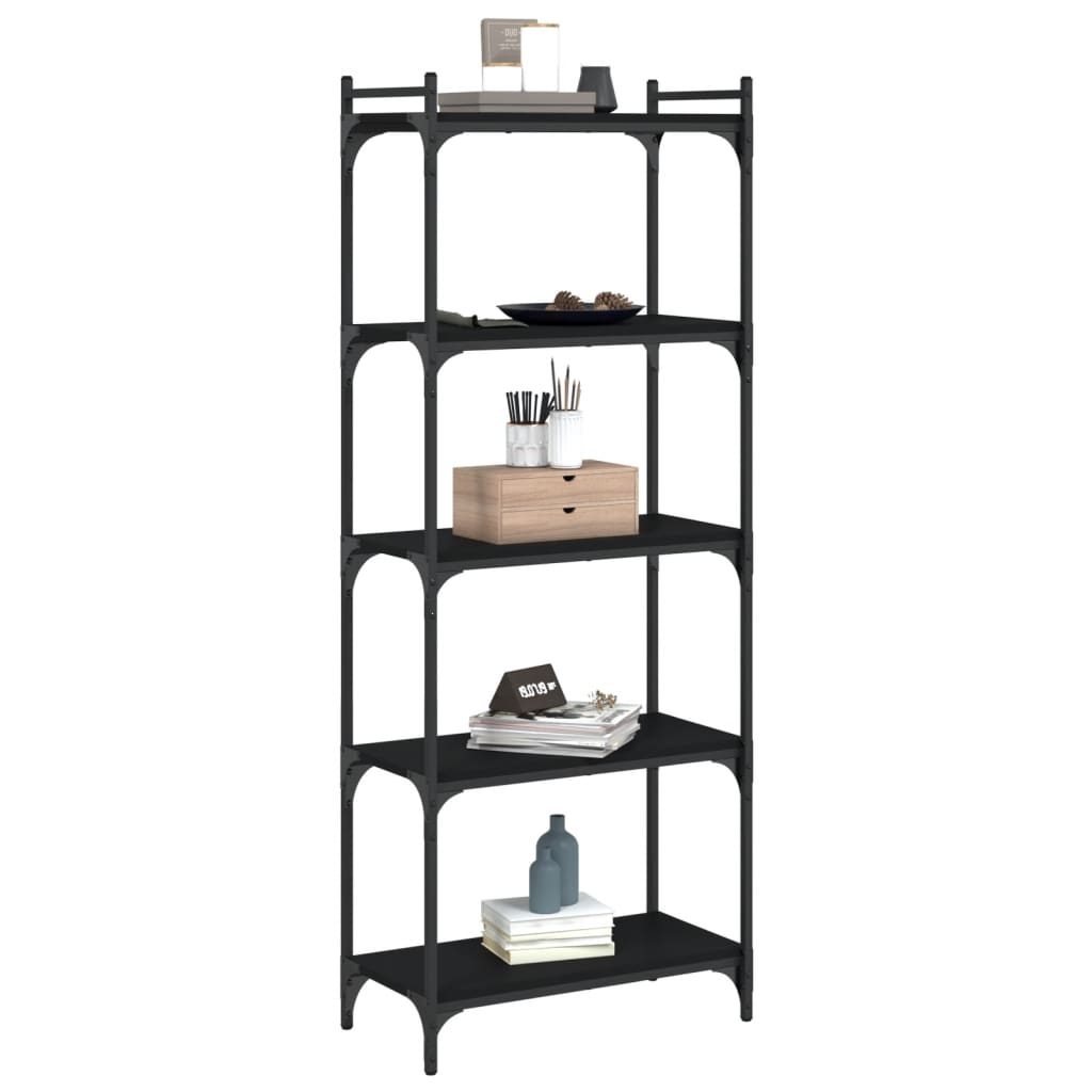 vidaXL Libreria a 5 Ripiani Nera 60x30x154 cm in Legno Multistrato VIDAXL