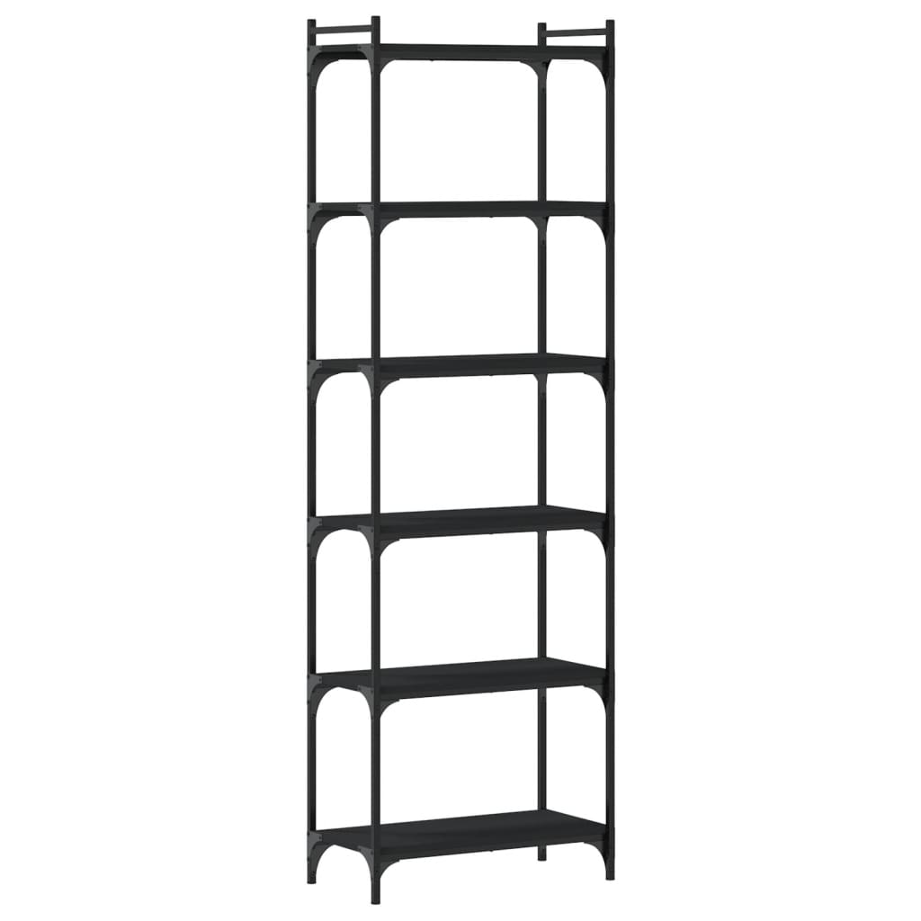 vidaXL Libreria a 6 Ripiani Nera 60x30x188 cm in Legno Multistrato VIDAXL