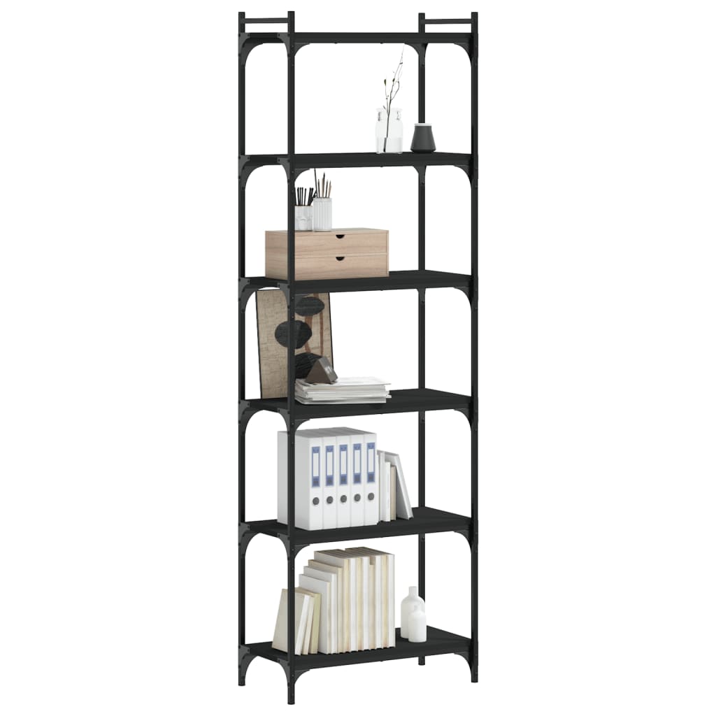 vidaXL Libreria a 6 Ripiani Nera 60x30x188 cm in Legno Multistrato VIDAXL