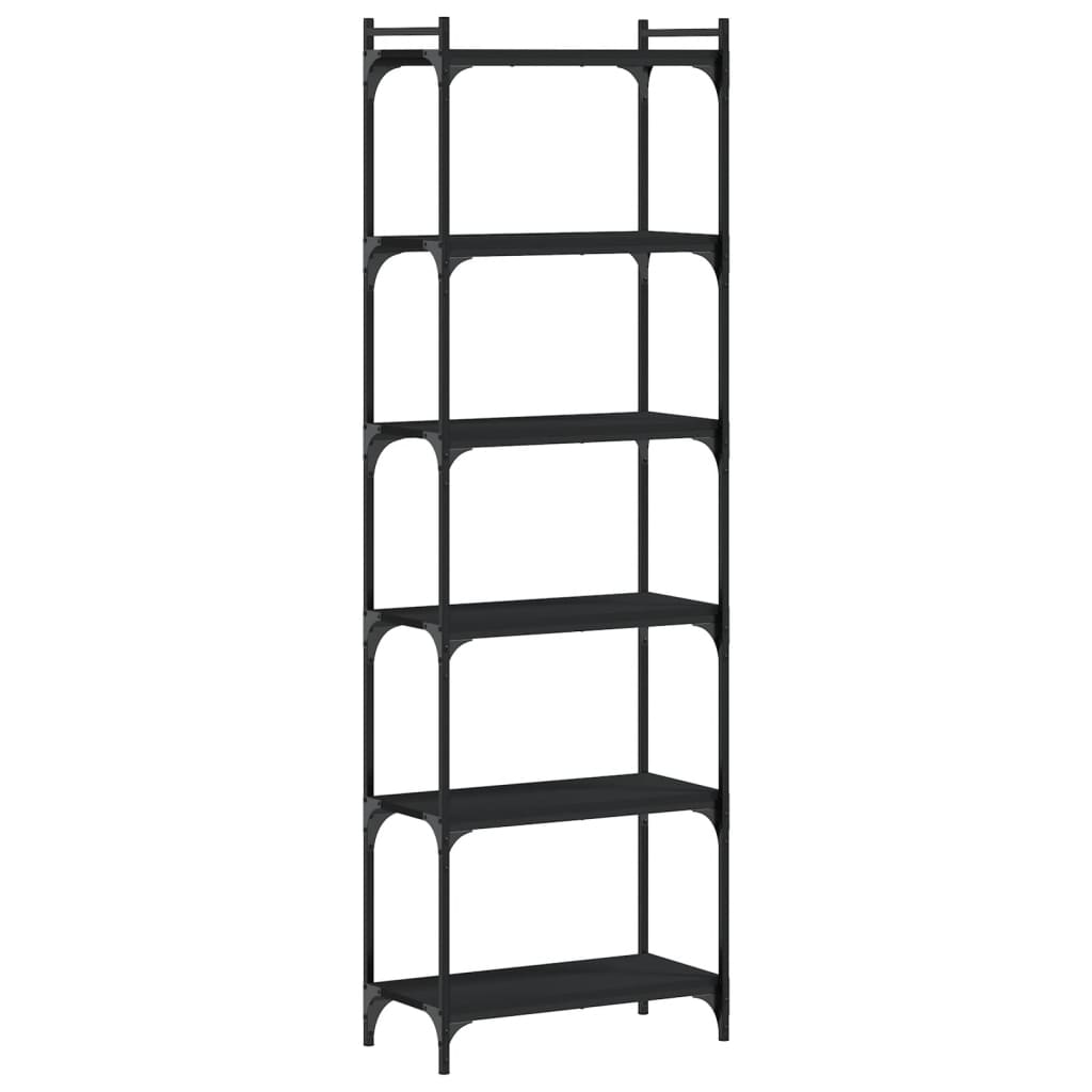 vidaXL Libreria a 6 Ripiani Nera 60x30x188 cm in Legno Multistrato VIDAXL