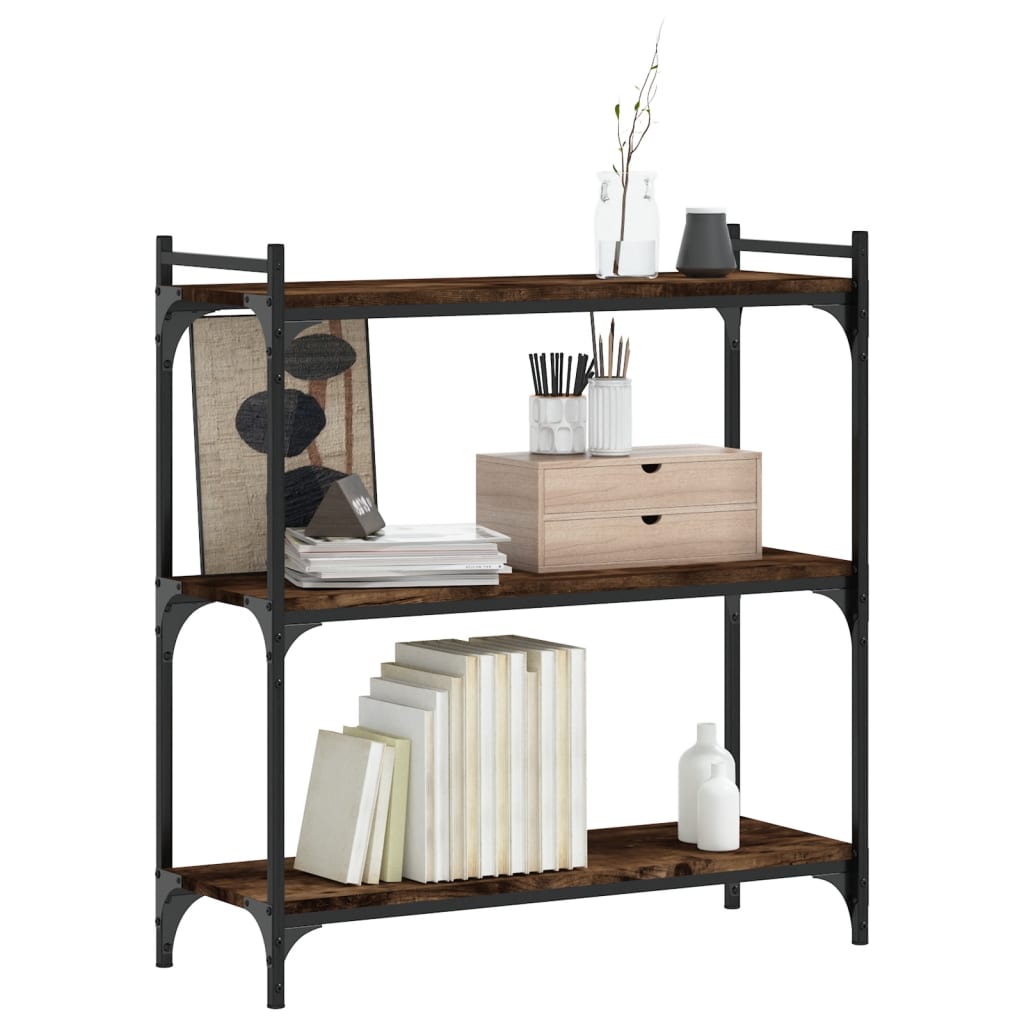 vidaXL Libreria a 3 Ripiani Rovere Fumo 80x30x86 cm Legno Multistrato VIDAXL