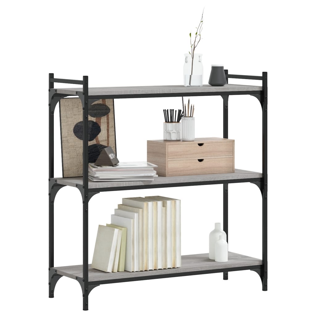 vidaXL Libreria a 3 Ripiani Grigio Sonoma 80x30x86cm Legno Multistrato