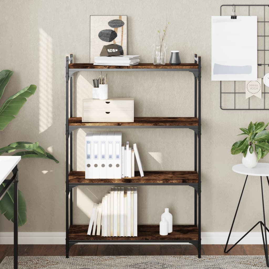 vidaXL Libreria a 4 Ripiani Rovere Fumo 80x30x120 cm Legno Multistrato VIDAXL