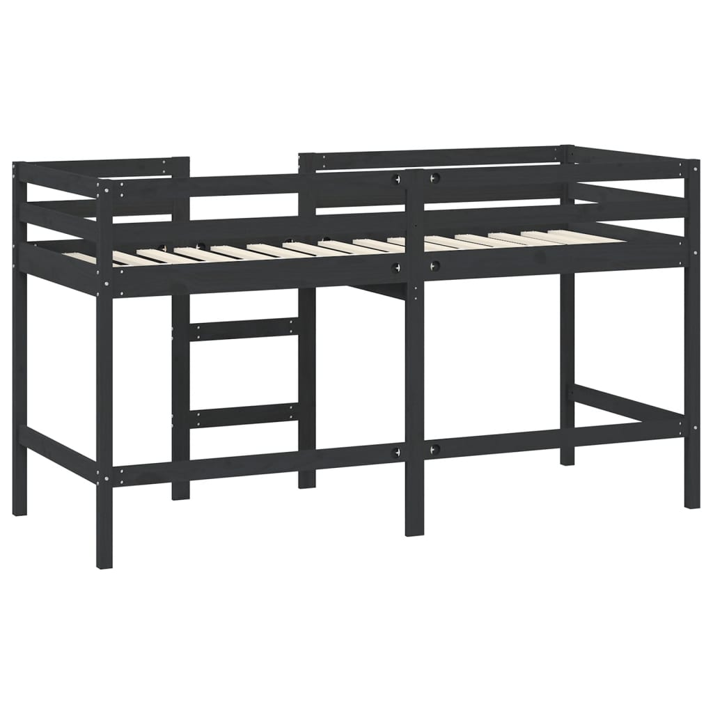 vidaXL Letto Soppalco con Scala Bambini Nero 80x200cm Massello Pino