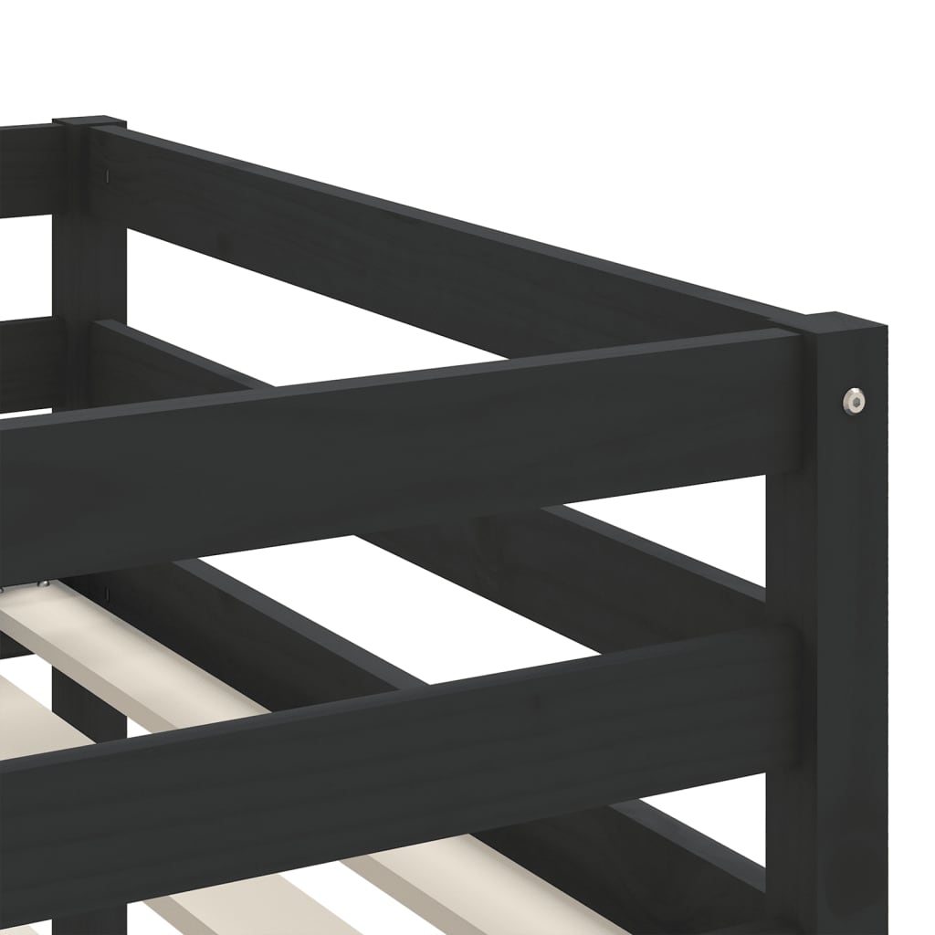 vidaXL Letto Soppalco con Scala Bambini Nero 80x200cm Massello Pino