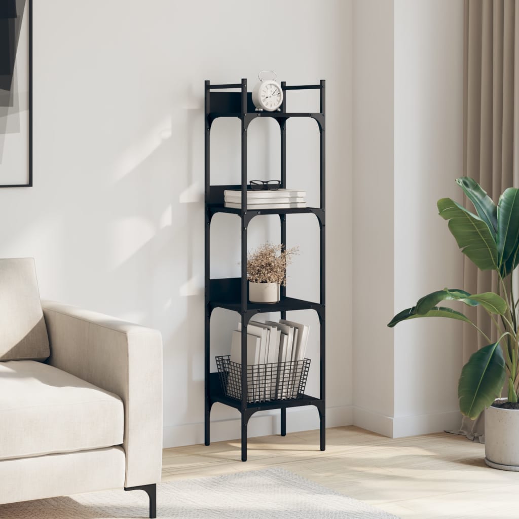 vidaXL Libreria a 4 Ripiani Nera 35x30x138,5 cm in Legno Multistrato VIDAXL