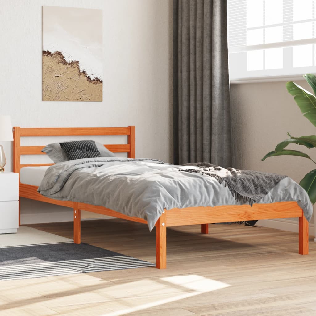 vidaXL Letto senza Materasso Marrone Cera 90x200 cm Legno di Pino