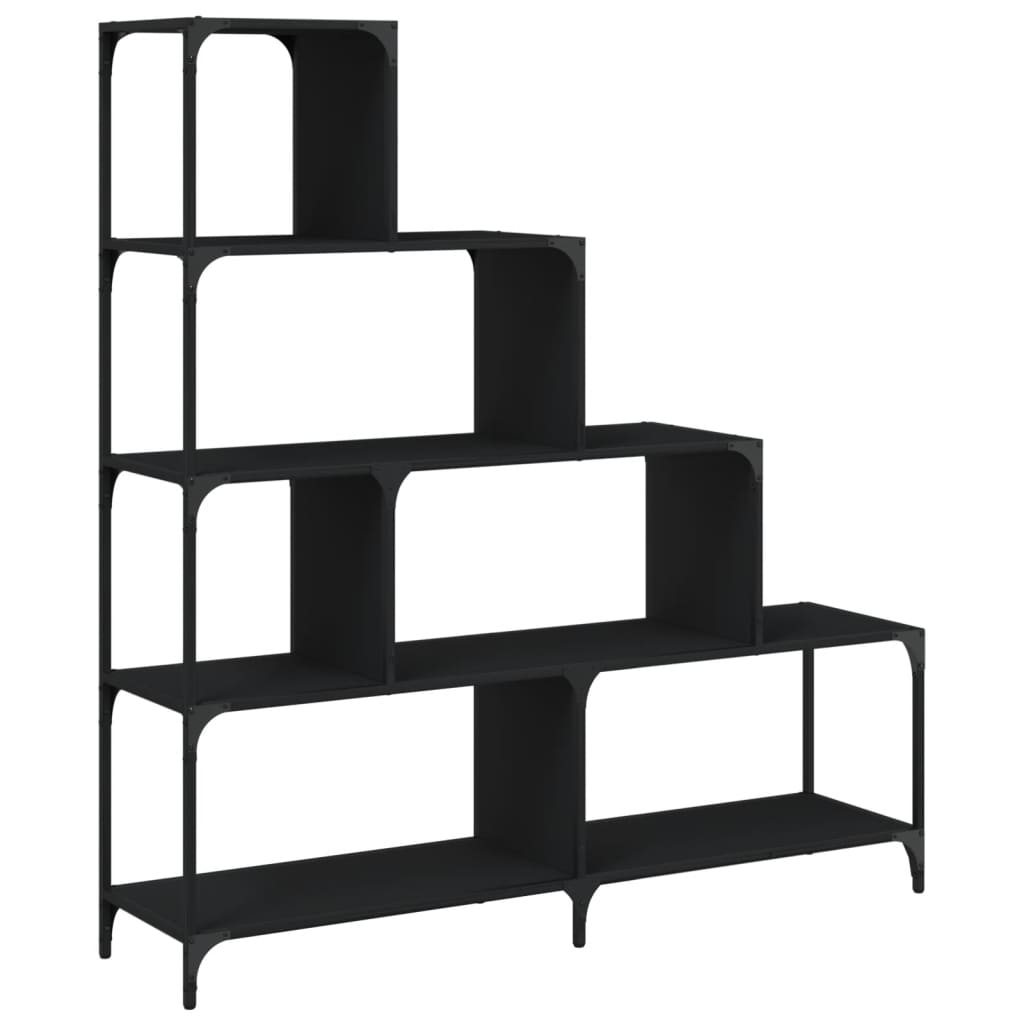 vidaXL Libreria a 4 Gradini Nera 139x33,5x149 cm in Legno Multistrato VIDAXL