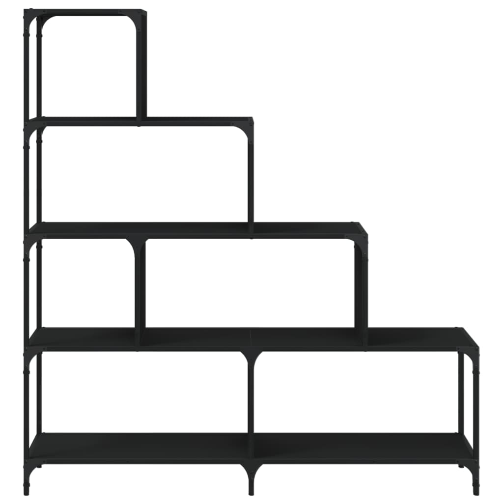 vidaXL Libreria a 4 Gradini Nera 139x33,5x149 cm in Legno Multistrato VIDAXL