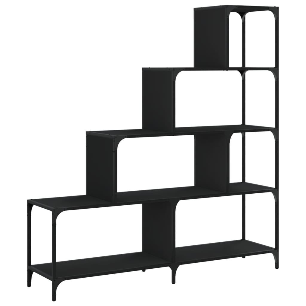 vidaXL Libreria a 4 Gradini Nera 139x33,5x149 cm in Legno Multistrato VIDAXL