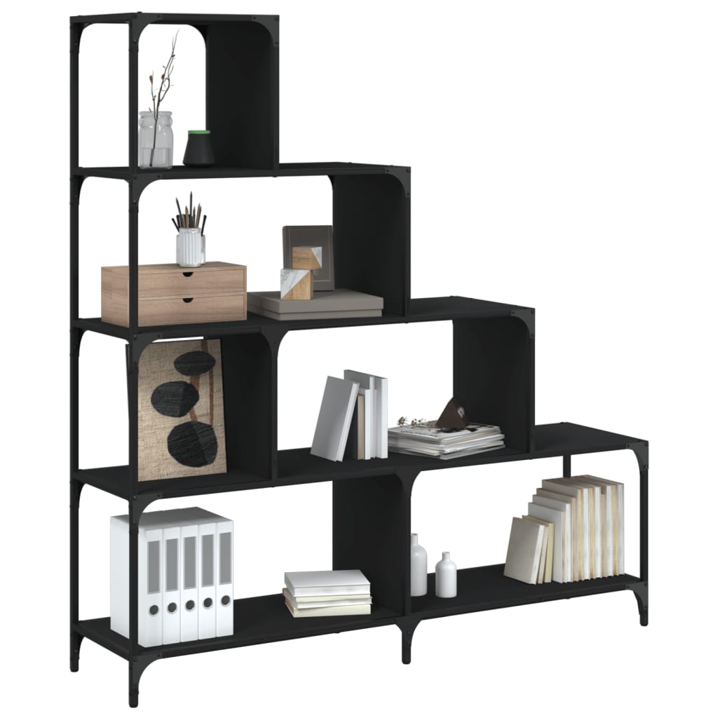 vidaXL Libreria a 4 Gradini Nera 139x33,5x149 cm in Legno Multistrato VIDAXL