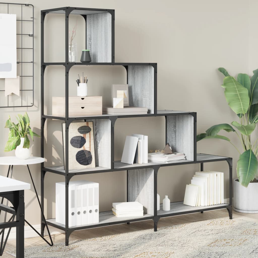 vidaXL Libreria 4 Ripiani Grigio Sonoma 139x33,5x149 Legno Multistrato