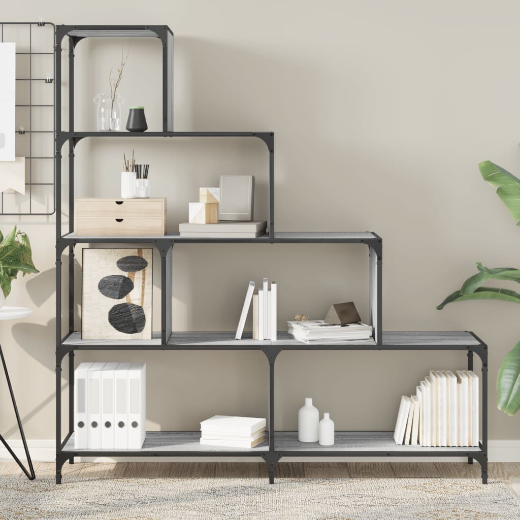 vidaXL Libreria 4 Ripiani Grigio Sonoma 139x33,5x149 Legno Multistrato
