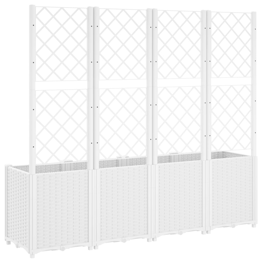 vidaXL Fioriera da Giardino con Traliccio Bianco 160x40x140 cm in PP