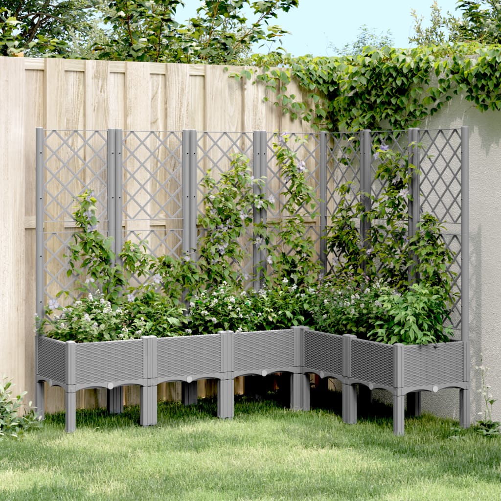 vidaXL Fioriera Giardino con Graticcio Grigio Chiaro 160x120x142 cm PP VIDAXL