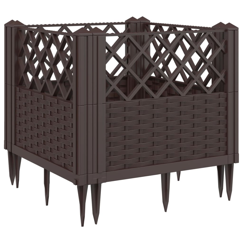 vidaXL Fioriera da Giardino con Picchetti Marrone 43,5x43,5x43,5 cm PP VIDAXL