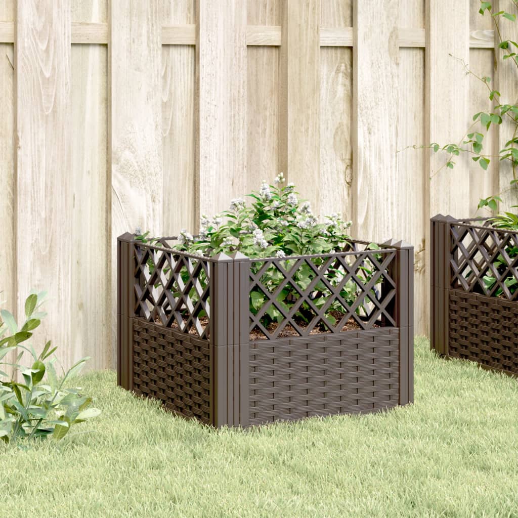 vidaXL Fioriera da Giardino con Picchetti Marrone 43,5x43,5x43,5 cm PP VIDAXL