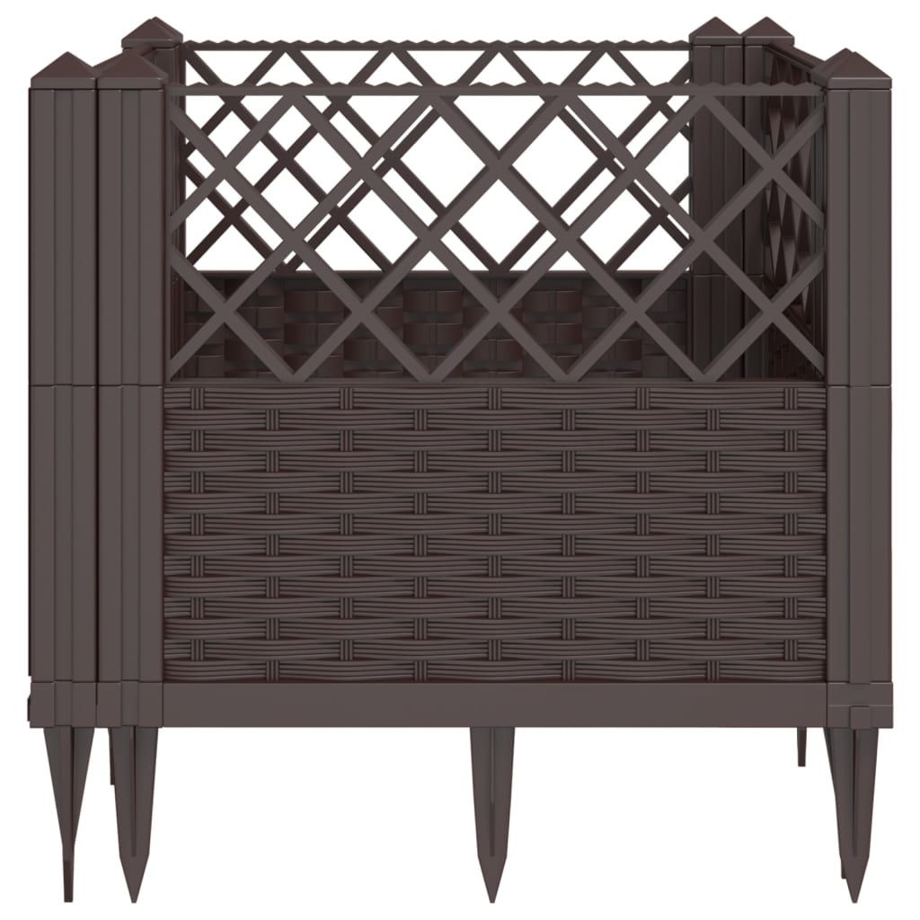 vidaXL Fioriera da Giardino con Picchetti Marrone 43,5x43,5x43,5 cm PP VIDAXL