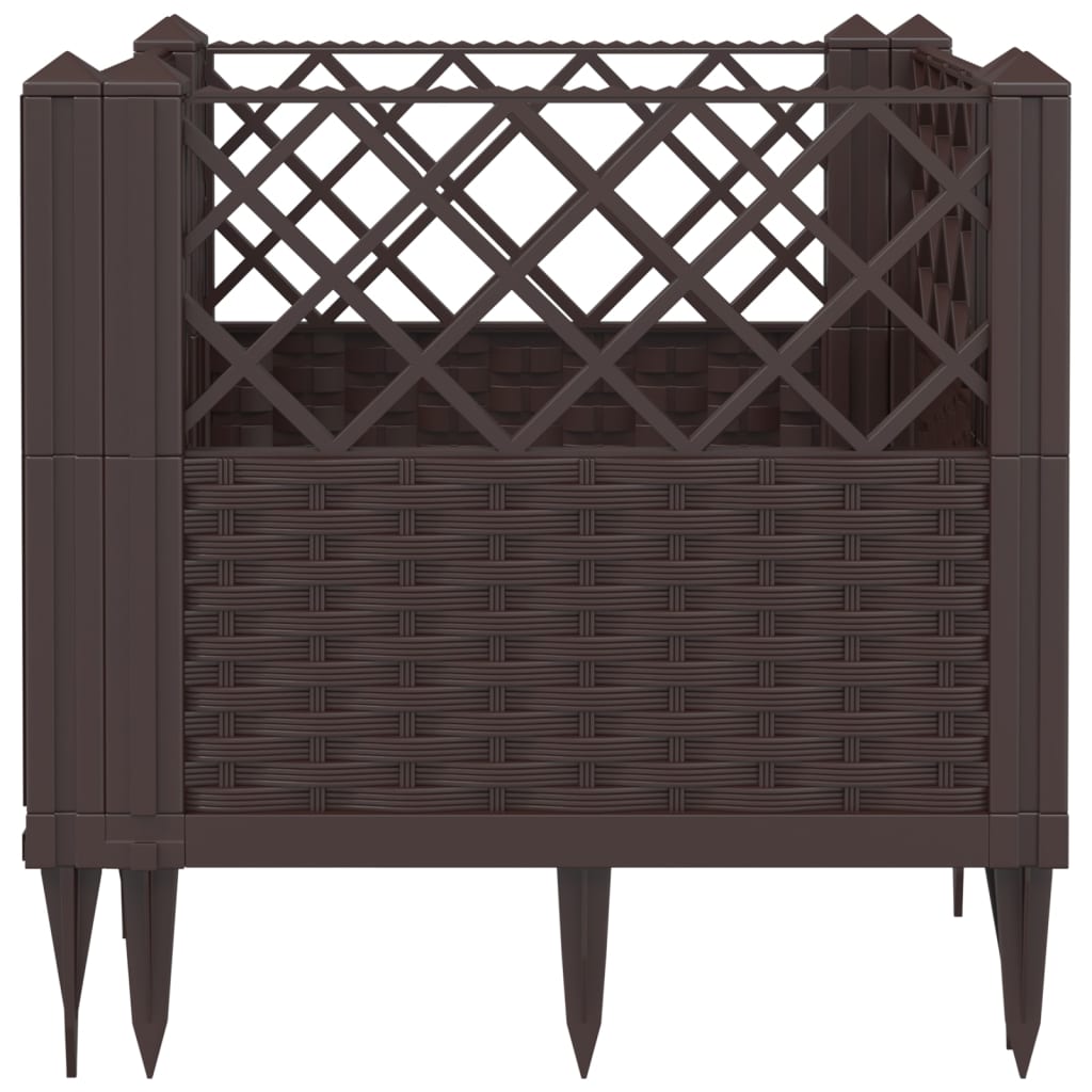 vidaXL Fioriera da Giardino con Picchetti Marrone 43,5x43,5x43,5 cm PP VIDAXL