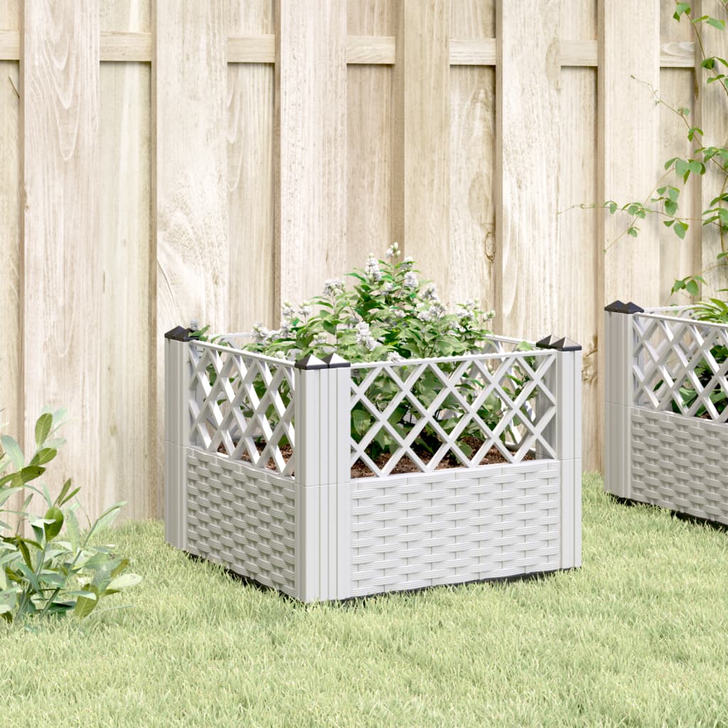 vidaXL Fioriera da Giardino con Picchetti Bianca 43,5x43,5x43,5 cm PP VIDAXL