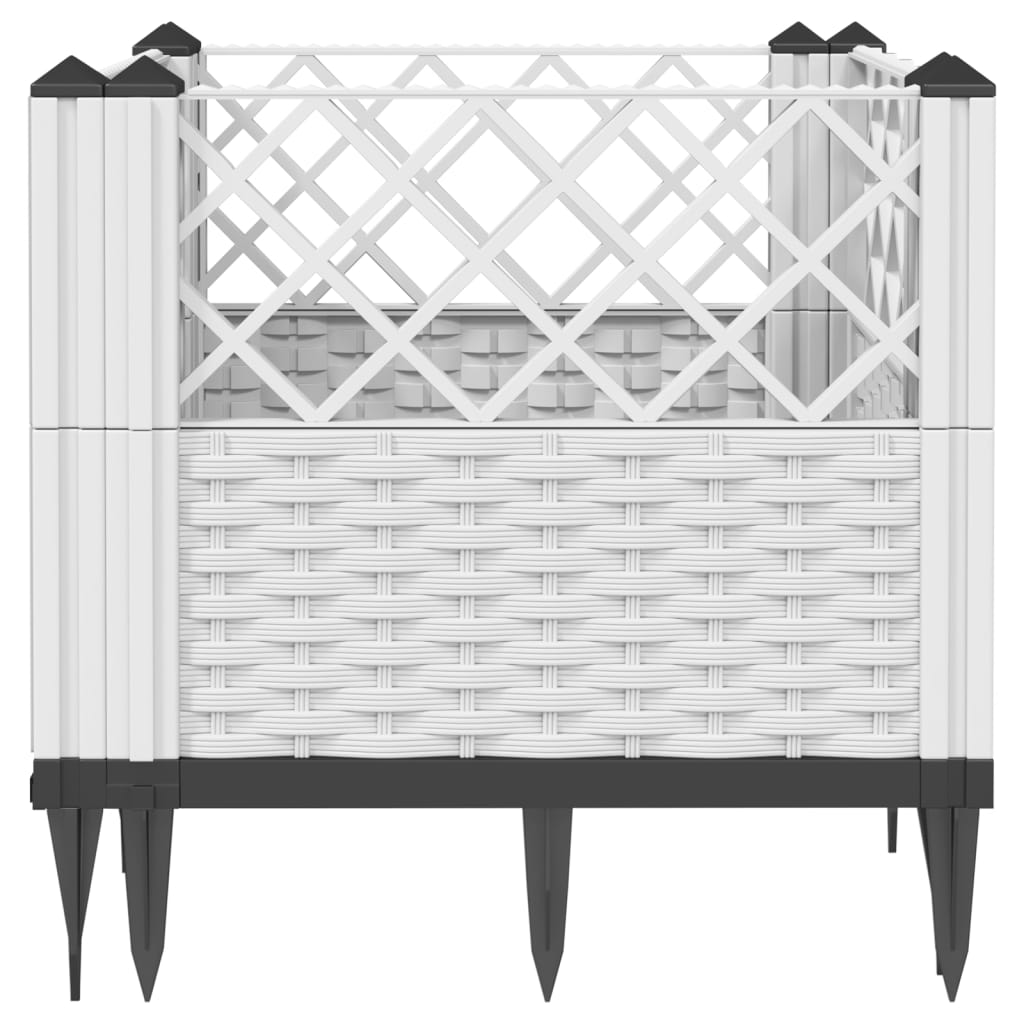 vidaXL Fioriera da Giardino con Picchetti Bianca 43,5x43,5x43,5 cm PP VIDAXL