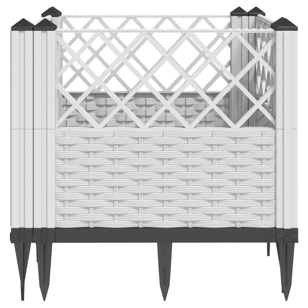 vidaXL Fioriera da Giardino con Picchetti Bianca 43,5x43,5x43,5 cm PP VIDAXL