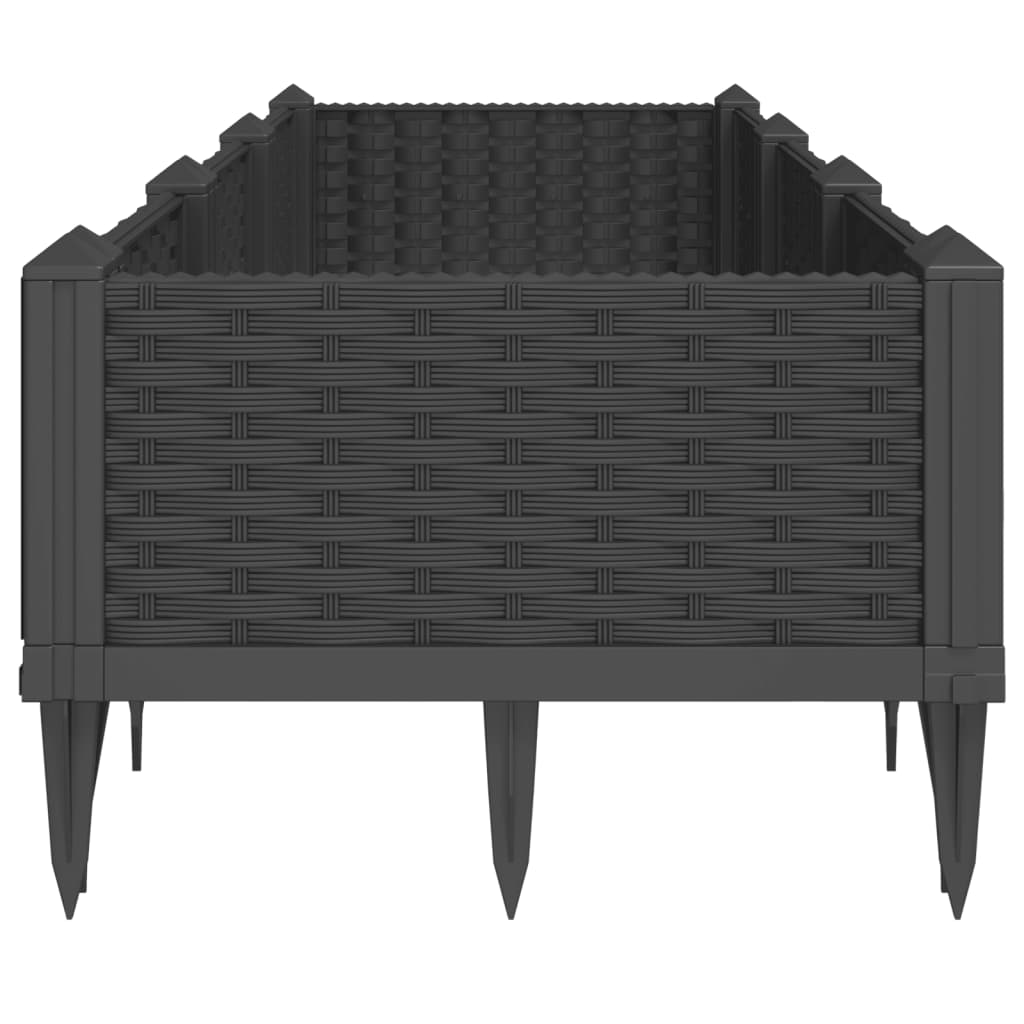 vidaXL Fioriera da Giardino con Picchetti Nera 125x40x28,5 cm PP VIDAXL
