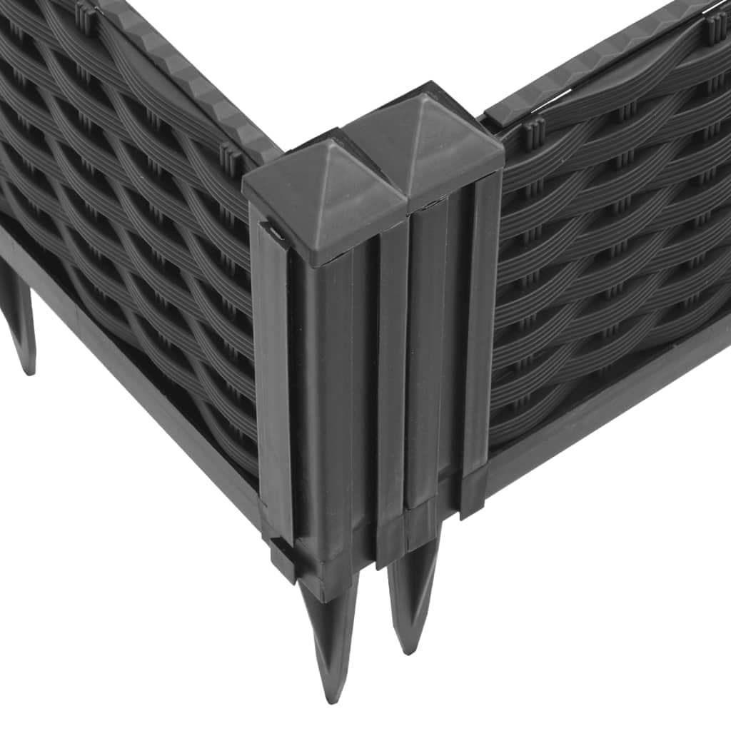 vidaXL Fioriera da Giardino con Picchetti Nera 125x40x28,5 cm PP VIDAXL