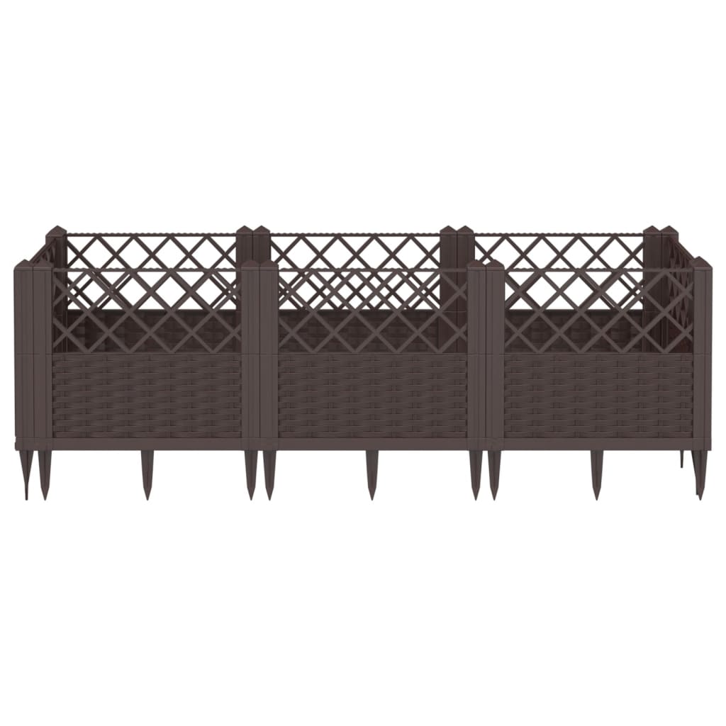 vidaXL Fioriera da Giardino con Picchetti Marrone 123,5x43,5x43,5cm PP