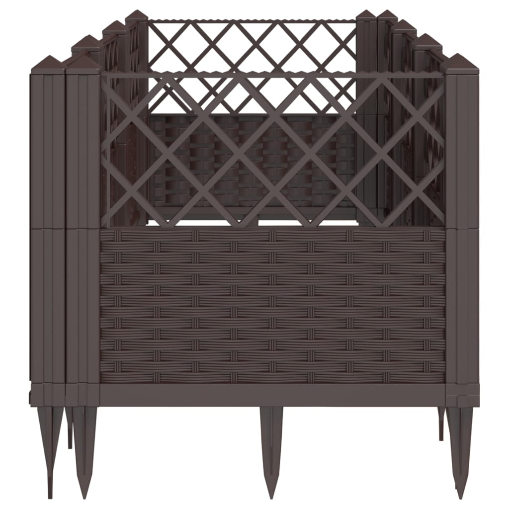 vidaXL Fioriera da Giardino con Picchetti Marrone 123,5x43,5x43,5cm PP