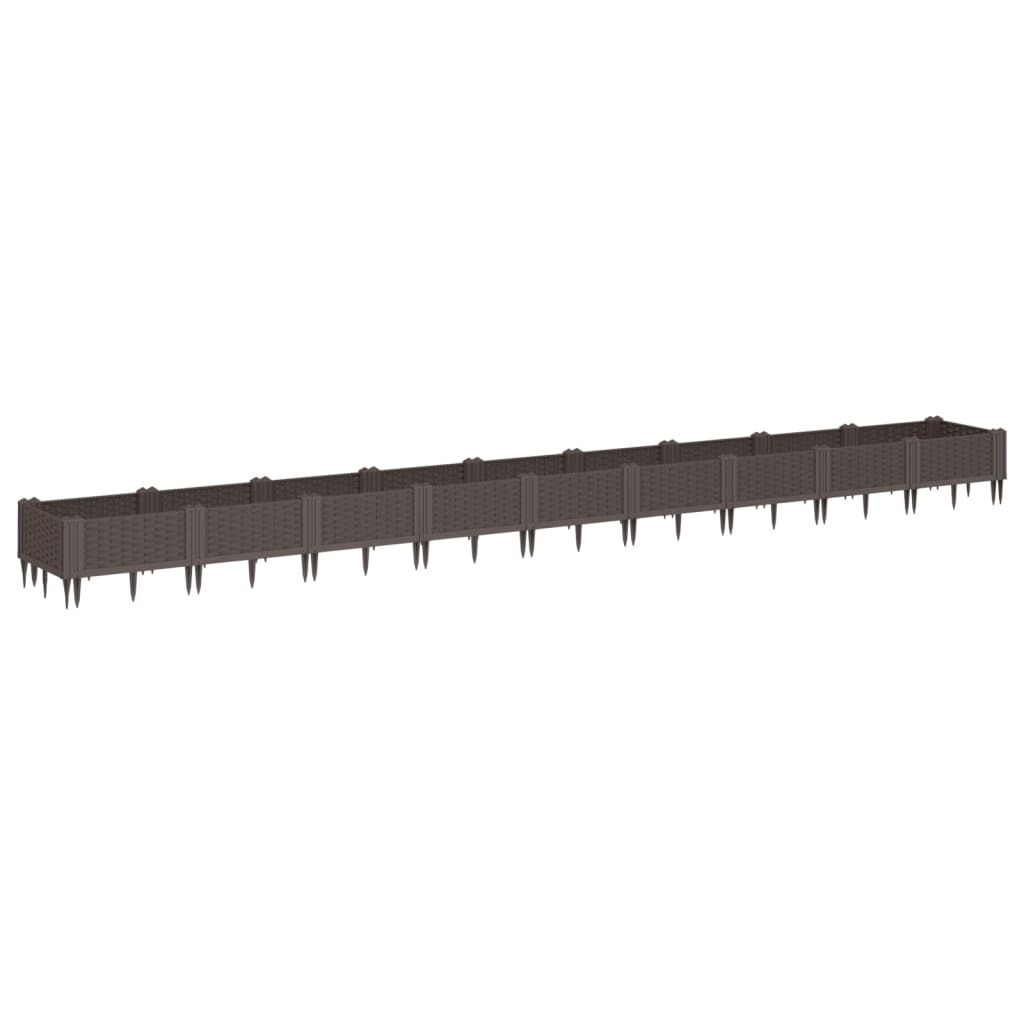 vidaXL Fioriera da Giardino con Picchetti Marrone 362,5x42,5x28,5cm PP