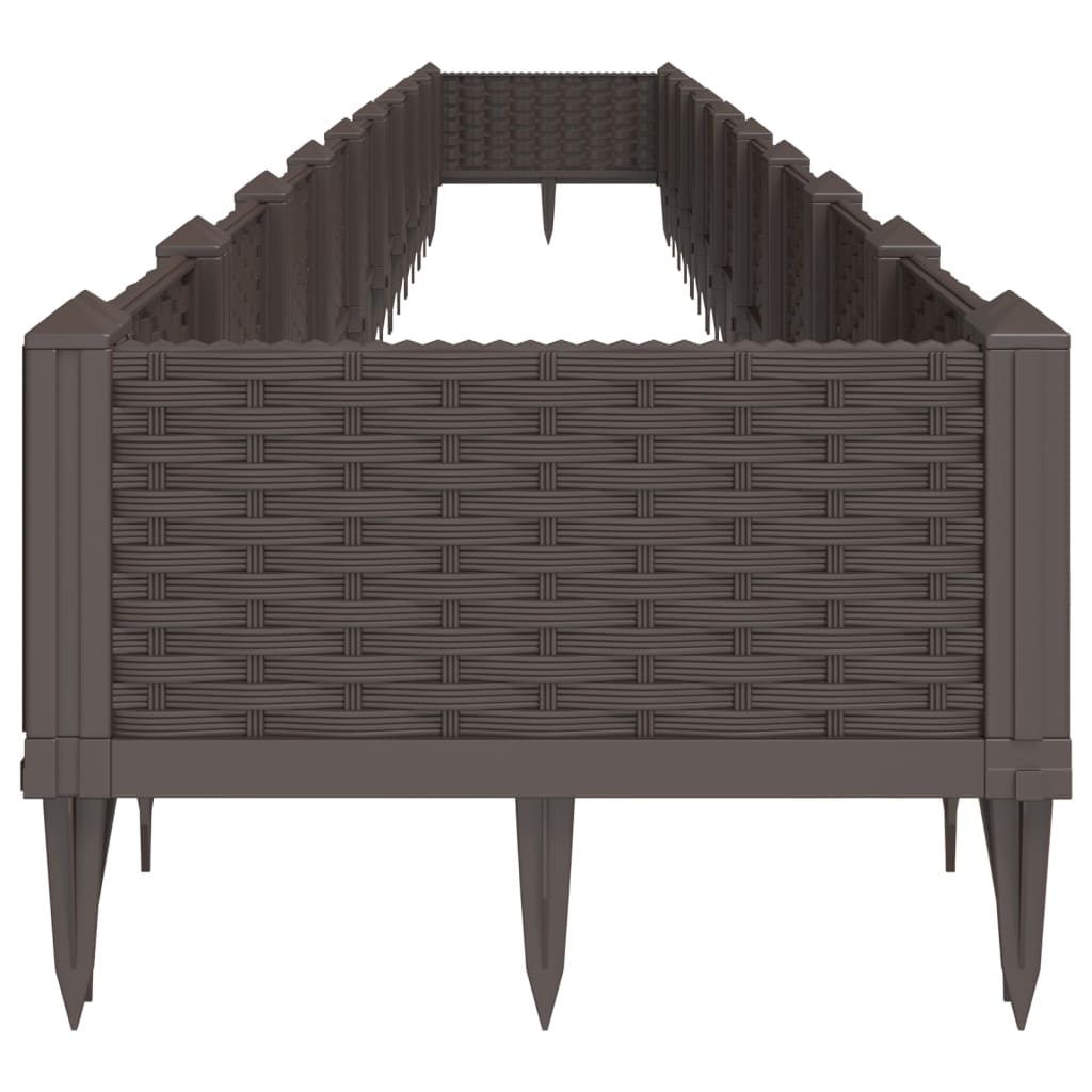 vidaXL Fioriera da Giardino con Picchetti Marrone 362,5x42,5x28,5cm PP