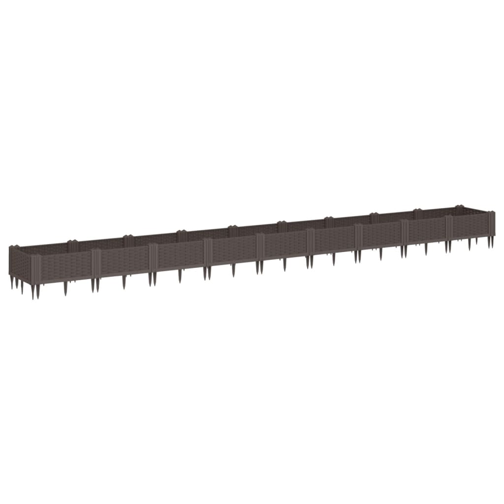 vidaXL Fioriera da Giardino con Picchetti Marrone 362,5x42,5x28,5cm PP
