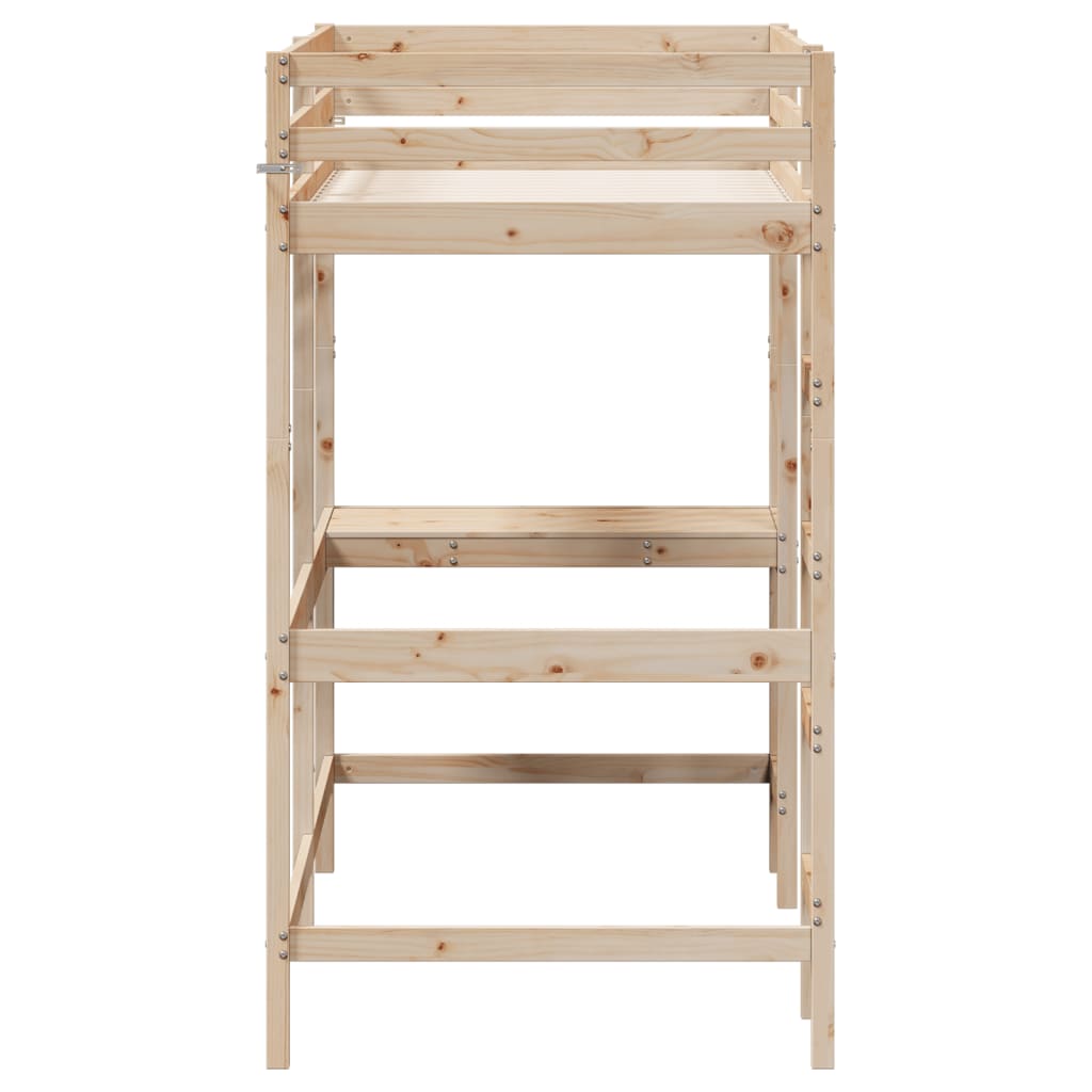 vidaXL Letto Soppalco con Scrivania 90x190 cm Legno Massello Pino