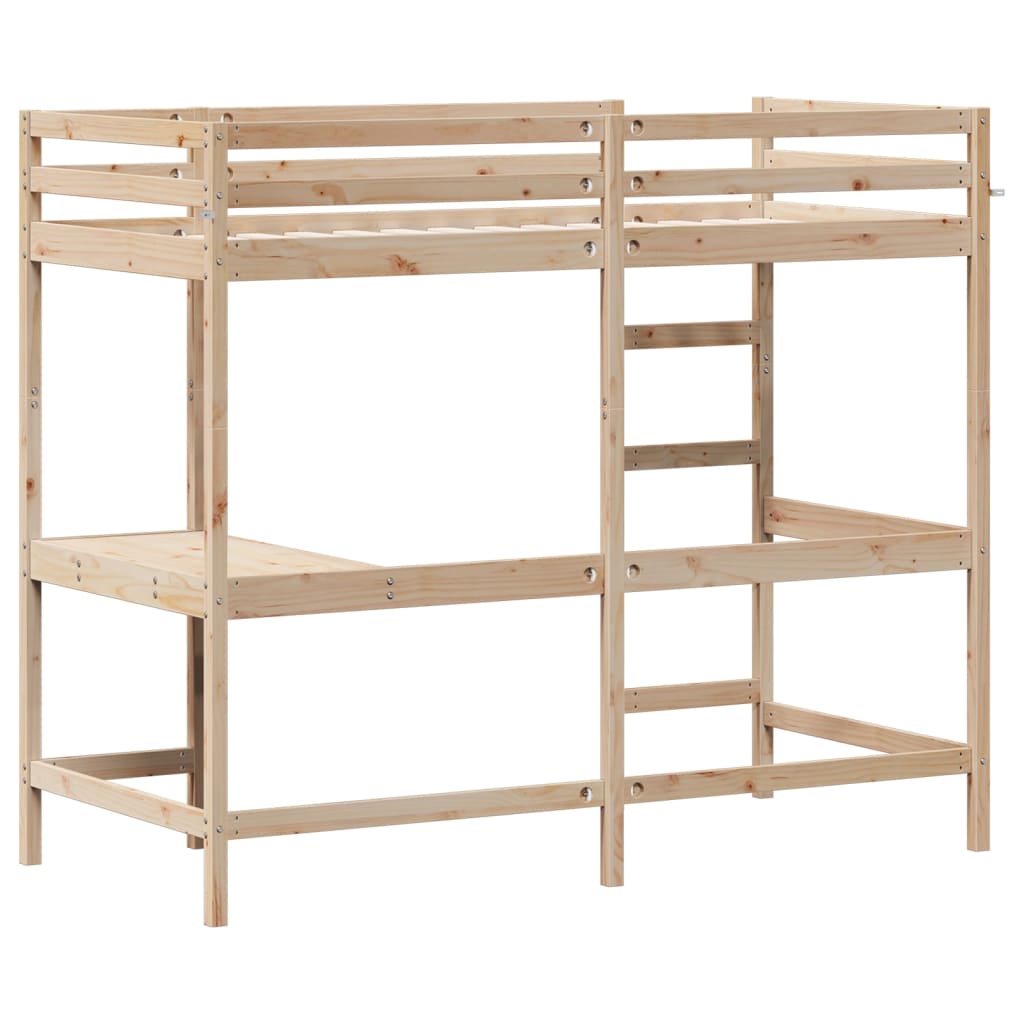 vidaXL Letto Soppalco con Scrivania 90x190 cm Legno Massello Pino