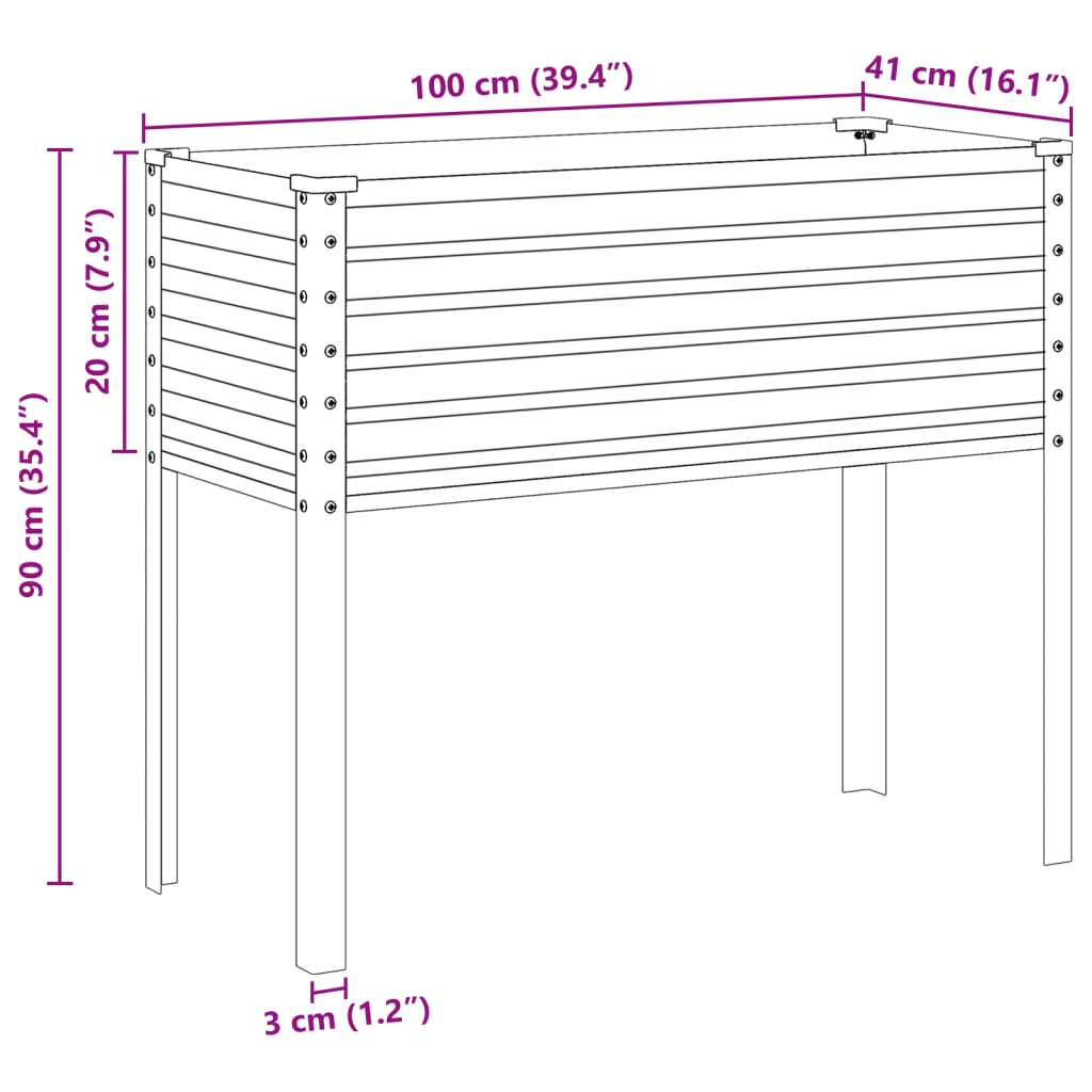 vidaXL Fioriera da Giardino Marrone 100x41x90 cm in Acciaio