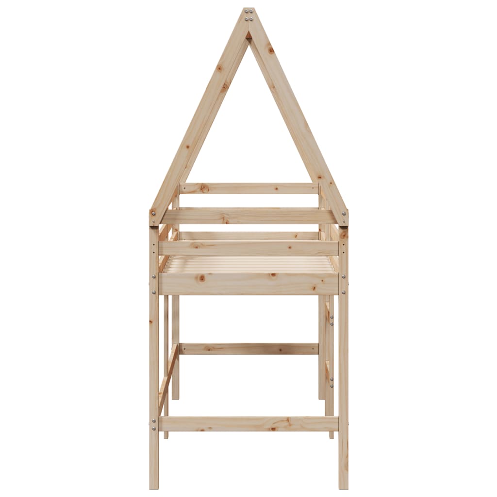 vidaXL Letto Soppalco con Scala e Tetto 90x200 cm Legno Massello Pino