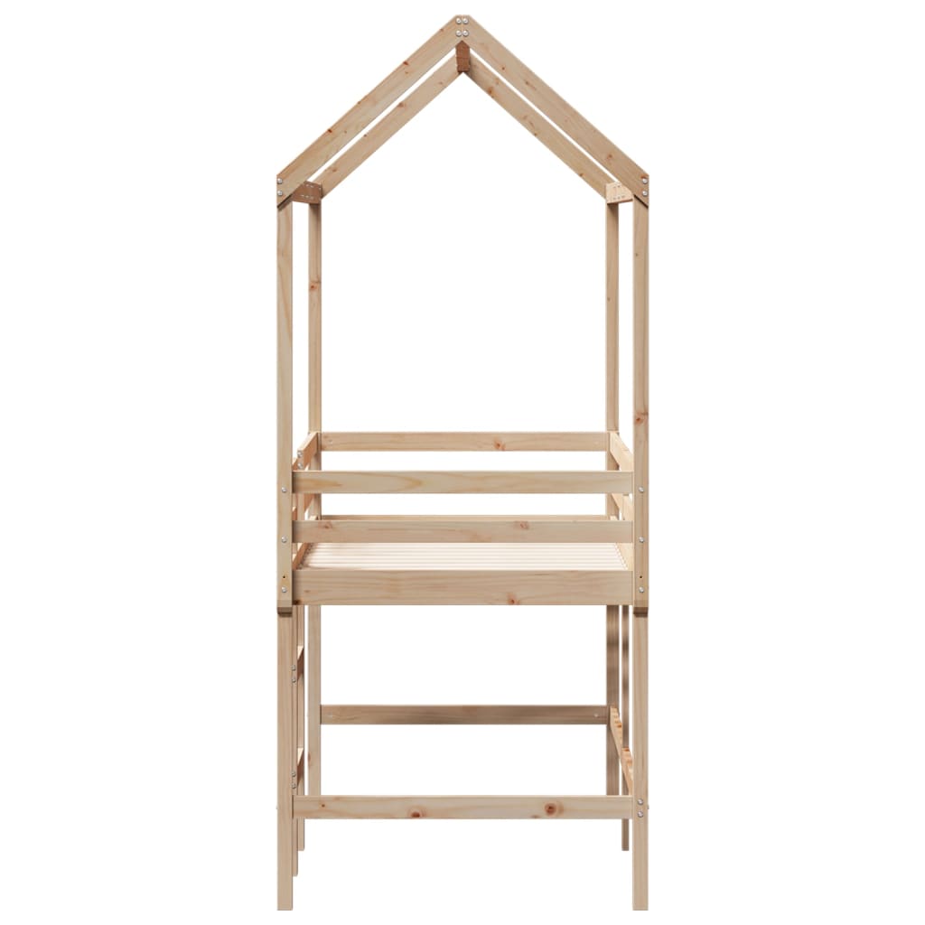 vidaXL Letto Soppalco con Scala e Tetto 90x200 cm Legno Massello Pino