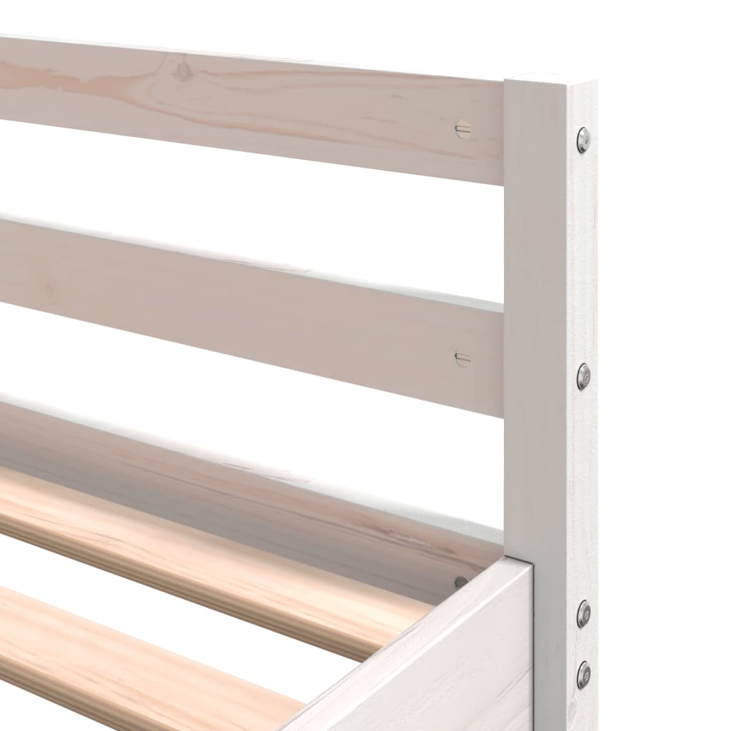 vidaXL Letto Soppalco Scrivania e Scala Bianco 140x200cm Massello Pino