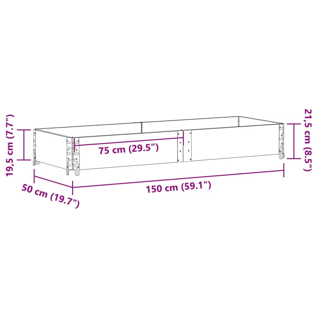 vidaXL Fioriera da Giardino Grigia 150x50 cm Legno Massello di Pino