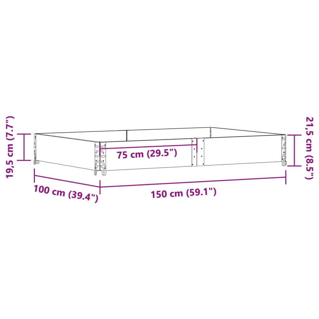 vidaXL Fioriera da Giardino Grigia 150x100 cm Legno Massello di Pino