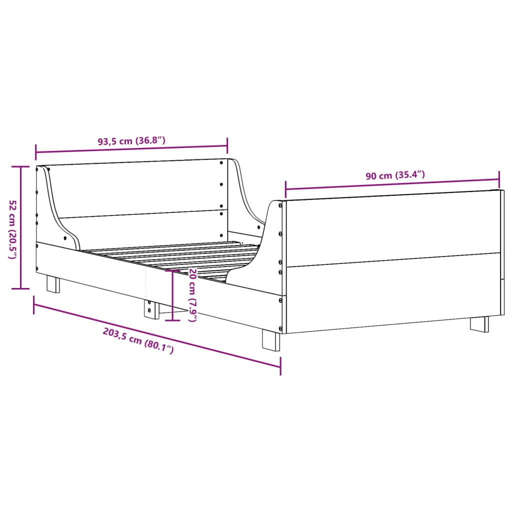 vidaXL Letto senza Materasso Marrone Cera 90x200 cm Legno di Pino
