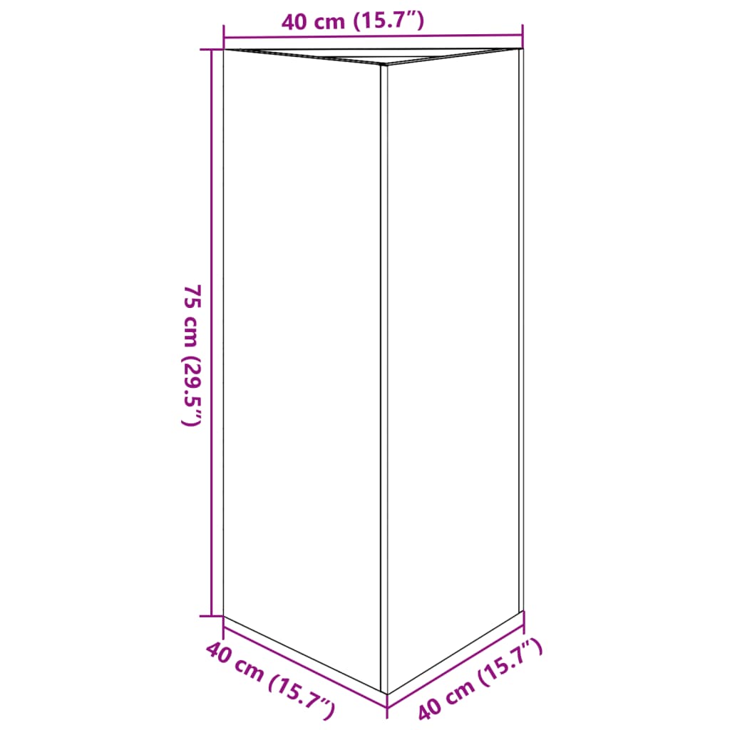 vidaXL Fioriera da Giardino Triangolare 40x40x75 cm in Acciaio Corten