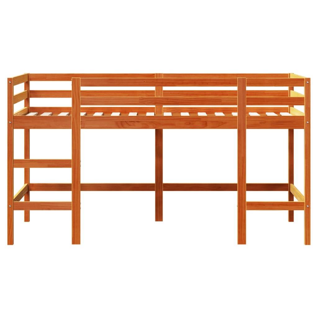vidaXL Letto Soppalco con Scala Bambini Marrone 80x200cm Massello Pino