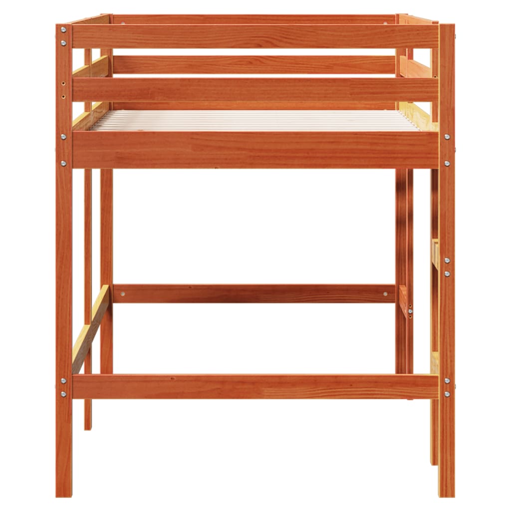 vidaXL Letto Soppalco con Scala Bambini Marrone 80x200cm Massello Pino