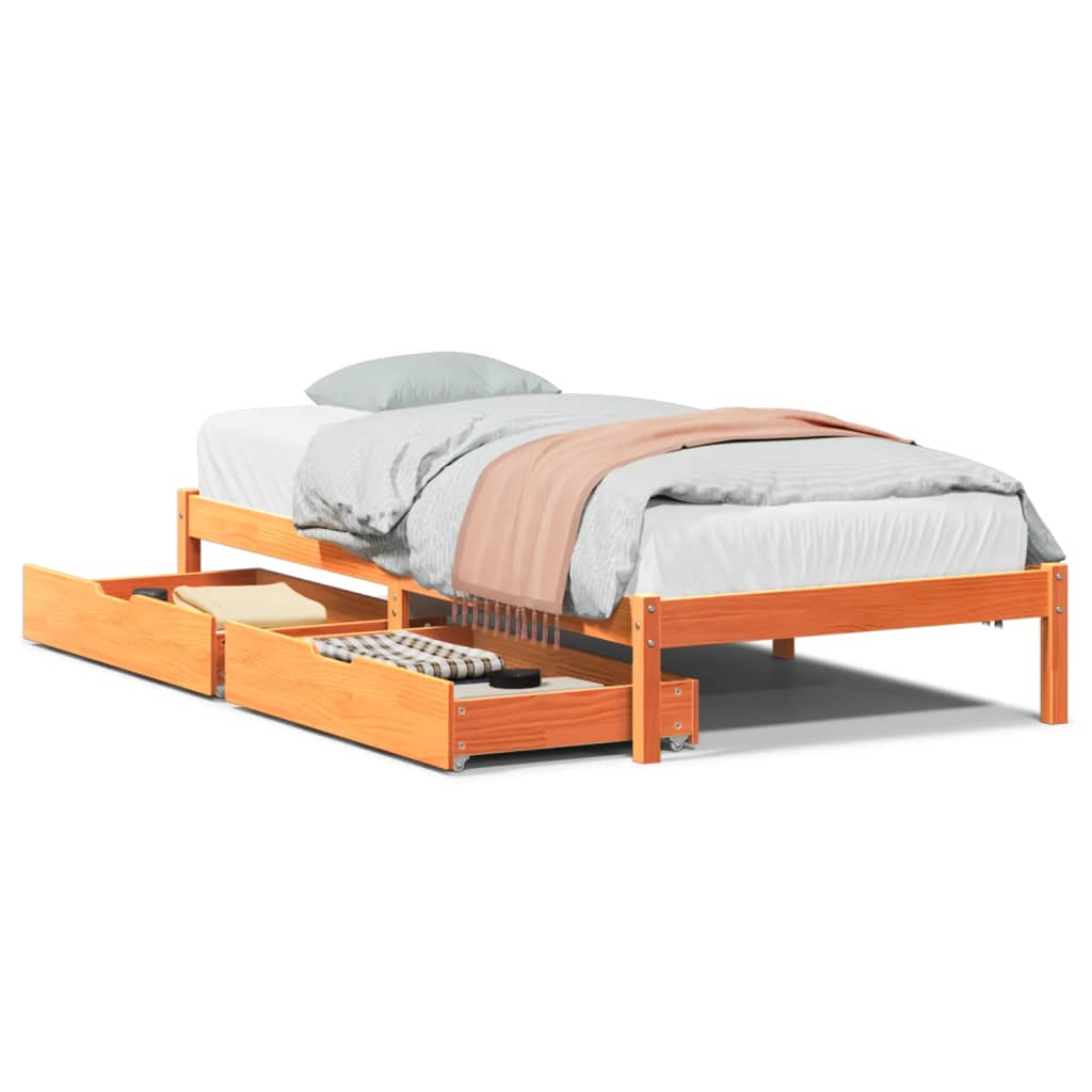vidaXL Letto senza Materasso Marrone Cera 75x190 cm in Legno di Pino VIDAXL