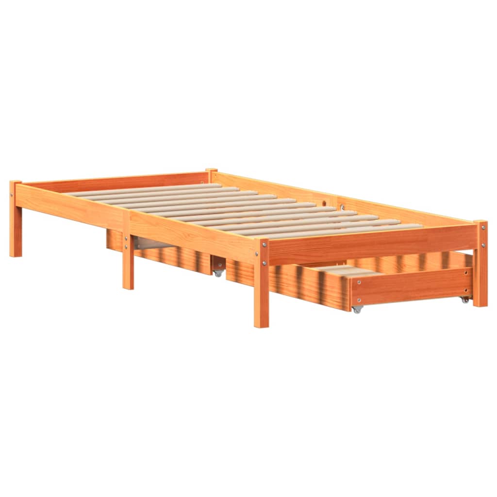 vidaXL Letto senza Materasso Marrone Cera 75x190 cm in Legno di Pino VIDAXL
