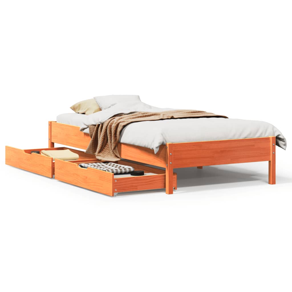 vidaXL Letto senza Materasso Marrone Cera 90x200 cm Legno di Pino VIDAXL