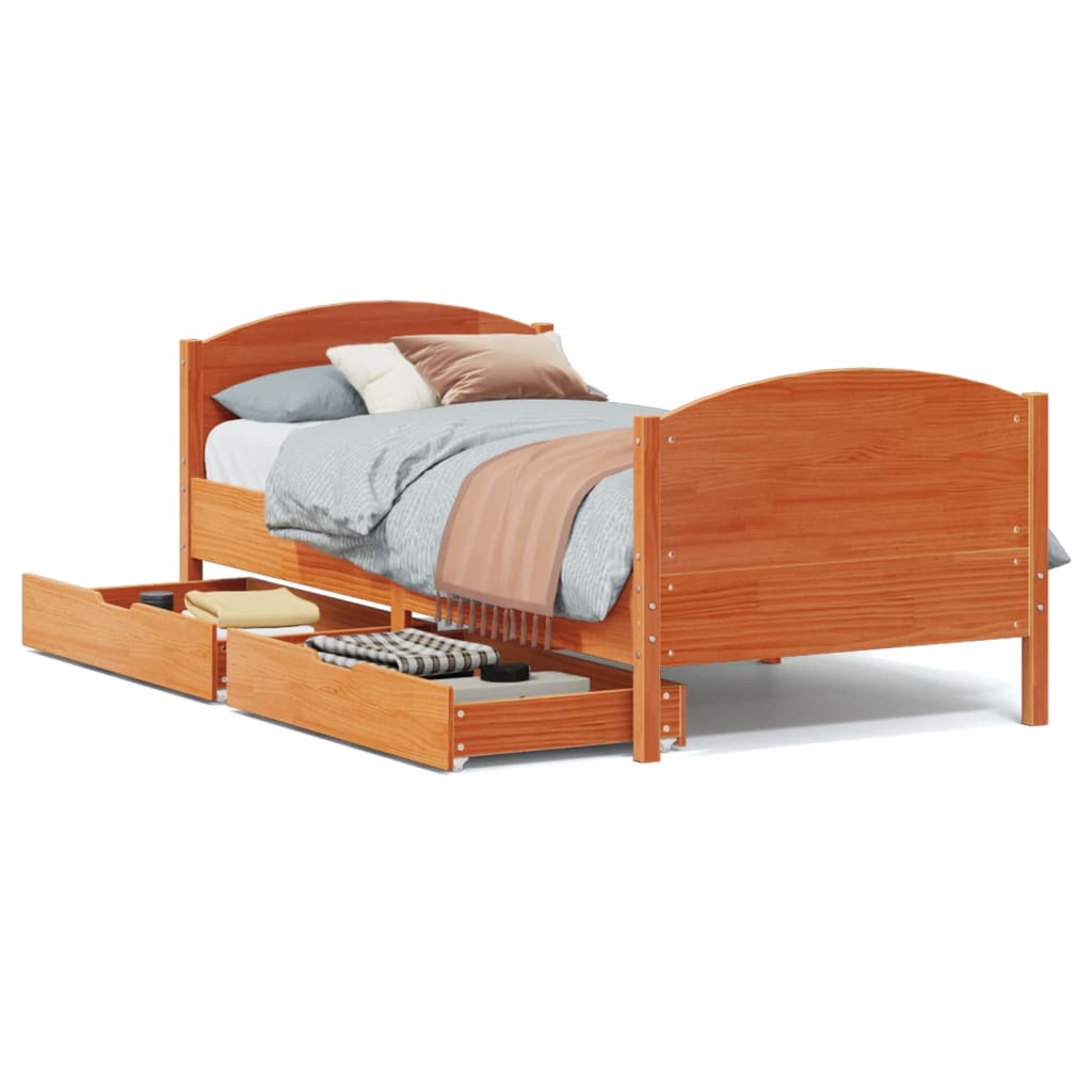 vidaXL Letto senza Materasso Marrone Cera 75x190 cm in Legno di Pino
