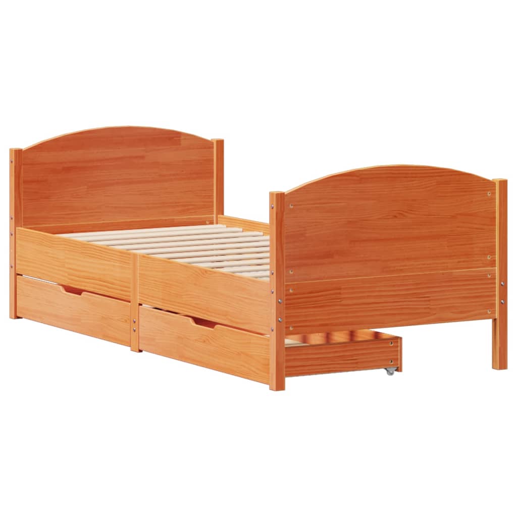 vidaXL Letto senza Materasso Marrone Cera 75x190 cm in Legno di Pino